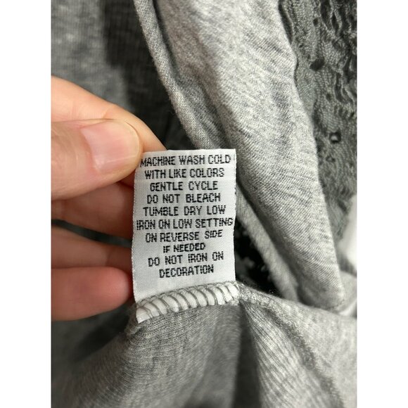 Cha Cha Vente Gray Open Front Lightweight Cardigan Sweater Lace Accents Sz M - Picture 8 of 10